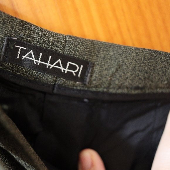 Vintage Tahari Gray Green Matching Long Line Blazer & Pants Suit Set 12 - Picture 15 of 16